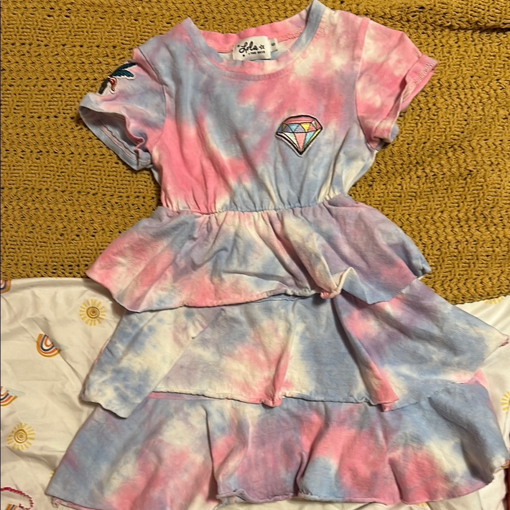 Lola + The Boys  Kids Tie-Dye Dress - Pink and Blue size 6